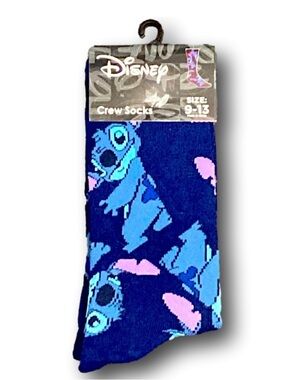 Disney Blue & Pink Stitch Crew Socks